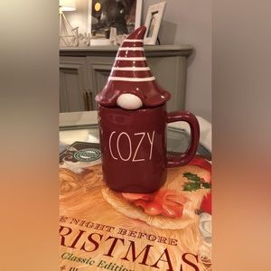 Rae Dunn COZY mug with gnome topper